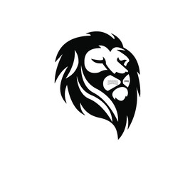 black and white lion head vector logo