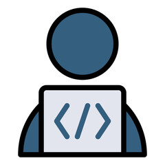 developer programmer coder person coding develop programming program code syntax web development icon