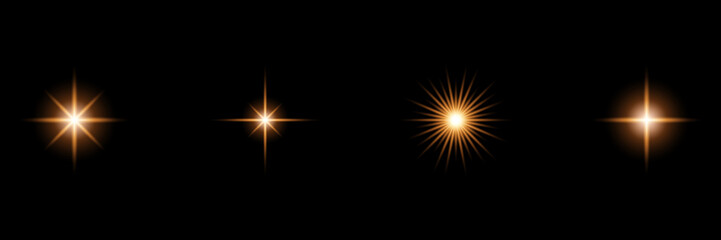 Sparkling star, vector glowing star light effect. Glitter magic star sparks. Vector illustration