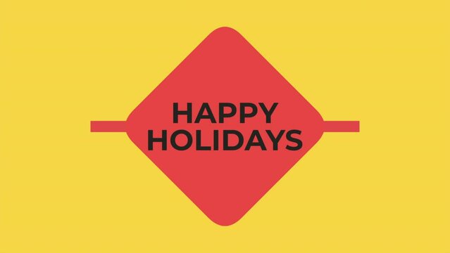 Happy Holidays with red shape on yellow color, holidays and promo style background