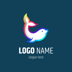 dolphin logo in colorful gradient colors, ready to use for template