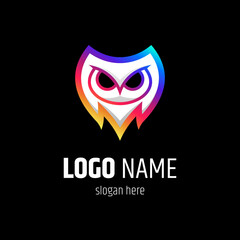 owl head logo in colorful gradient colors, ready to use for template