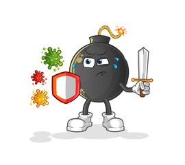 bomb against viruses cartoon. cartoon mascot vector