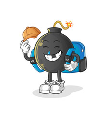 bomb goes to school vector. cartoon character