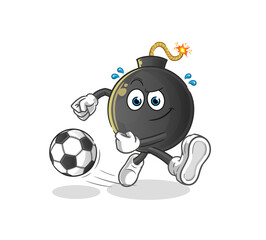 bomb kicking the ball cartoon. cartoon mascot vector