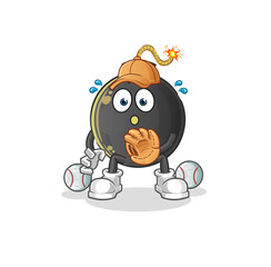 bomb baseball Catcher cartoon. cartoon mascot vector