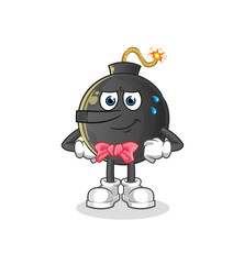 bomb lie like Pinocchio character. cartoon mascot vector