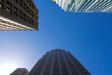 Fototapeta na wymiar Rascacielos en San Francisco, en una zona de negocios