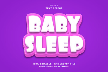 Baby Sleep Cartoon 3D Editable Text Effect