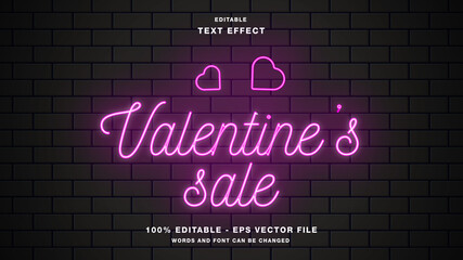 valentine's sale neon style editable text effect
