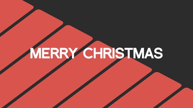 Merry Christmas with orange stripes on black background, motion holidays and modern style background for New Year and Merry Christmas