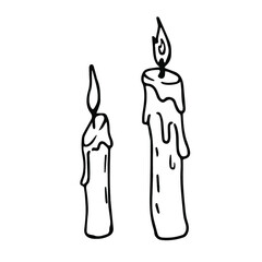 Candles in doodle style. Hand drawn illustration.