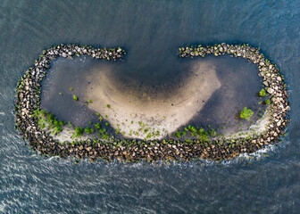 Small Man Made island aerial point of view