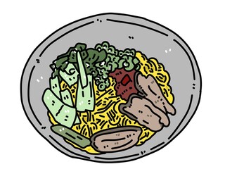 art yummy noodle food cartoon on white background