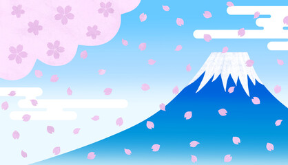 Fototapeta na wymiar 青空を背景にした富士山と桜 