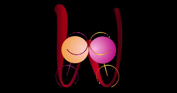 animated abstract logo with two glasses of wine and a letter in the background