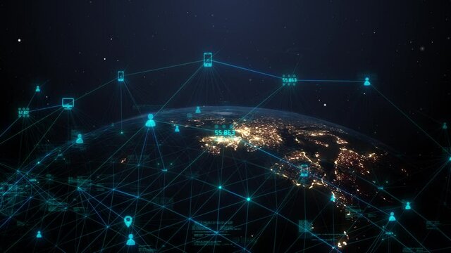 Global social media devices connectivity big data mining network technology - 3D Animation Render