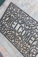 welcome word in vintage streel type