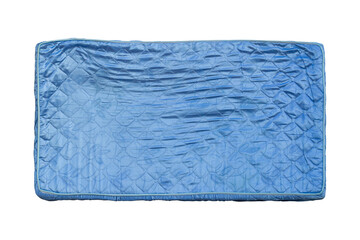 Old blue mattress size 3.5 inch isolated on white background included clipping path.