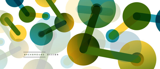 Line points connections geometric abstract background. Circles connected by lines. Trendy techno business template for wallpaper, banner, background or landing