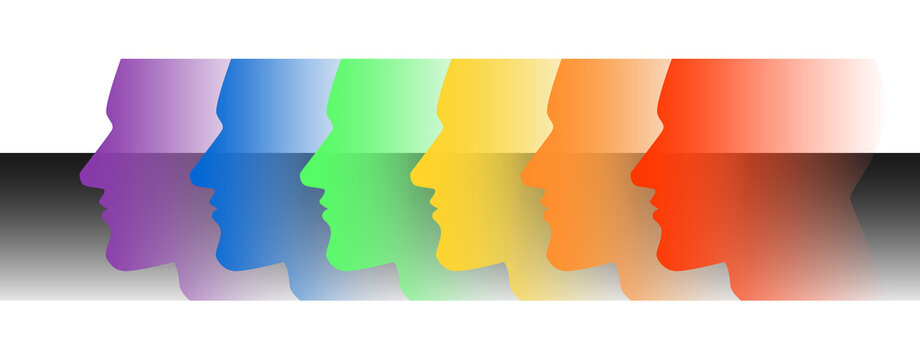 Ilustracao silhueta cabecas LGBT,  arco iris, gay, lesbica, lesbicas, amor, romance, comunidade gay, rainbow, pride, love is love, gay, comunidade, LGBT, LGBTQ, representatividade, homem, mulher