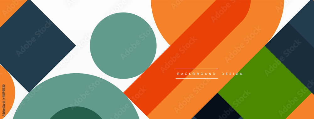 Poster Minimal geometric abstract background. Circle square and triangle design. Trendy techno business template for wallpaper, banner, background or landing