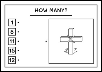 How many Holy Cross, game for children. Vector illustration, printable worksheet
