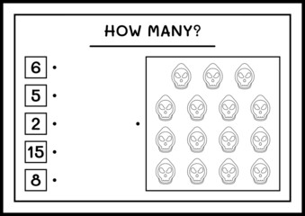 How many Ghost, game for children. Vector illustration, printable worksheet
