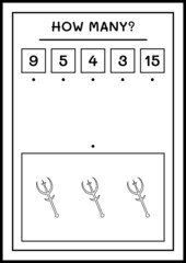 How many Spear, game for children. Vector illustration, printable worksheet