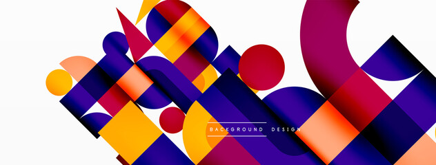 Minimal geometric abstract background. Circle square and triangle design. Trendy techno business template for wallpaper, banner, background or landing