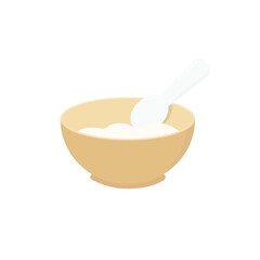 Porridge in the bowl design vector. Brown bowl isolated.breakfast icon