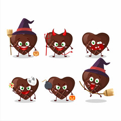 Halloween expression emoticons with cartoon character of chocolate love