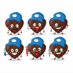 mechanic chocolate love cute mascot character with pliers