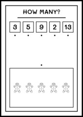 How many gingerbread cookie, game for children. Vector illustration, printable worksheet