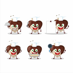 Cartoon character of white chocolate love with various chef emoticons