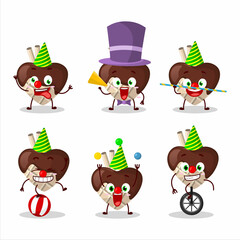 Obraz premium Cartoon character of white chocolate love with various circus shows