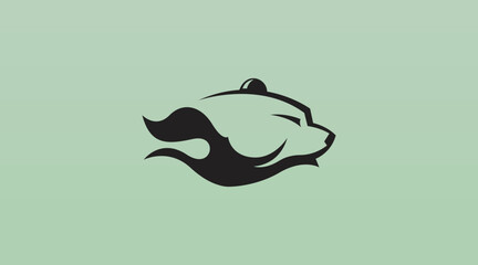 Head of Bear Silhouette Logo Design Concept Vector. Animal Logo Template Vector