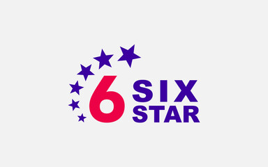 six star with number logo design concept, usable for anniversary logo, company etc