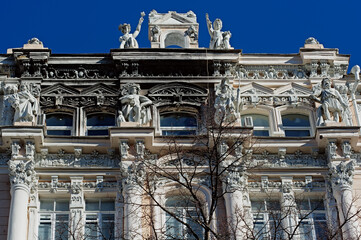 Fragment of old building facade in Kyiv Ukraine
