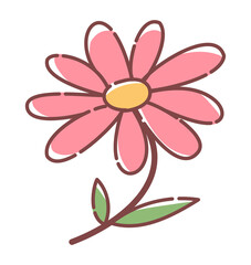 	春　手描き　花　イラスト　挿絵　野花　植物　自然　オーガニック　ナチュラル　葉っぱ　挿絵　一輪