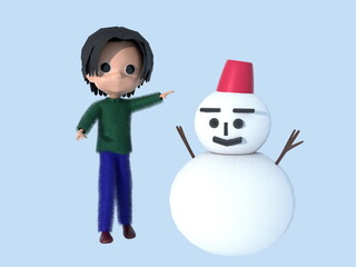 雪だるまと子どもたち