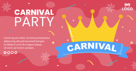 Happy Carnival Celebration Post Template Flat Illustration Editable of Square Background Suitable for Social Media or Greeting Card