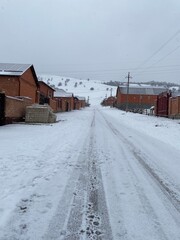 red barn in winter