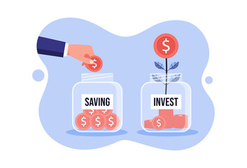 Saving and investing concept, Efficiency and financial growth