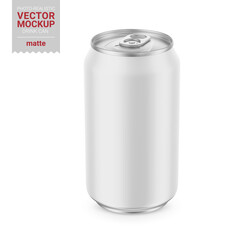 White matte tin can mockup. Vector illustration.