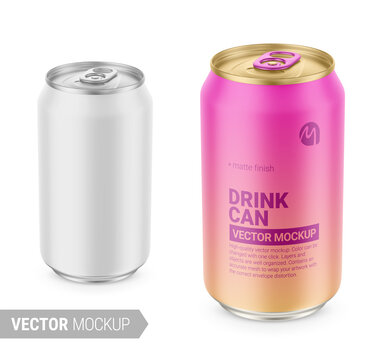 White Matte Tin Can Mockup. Vector Illustration.