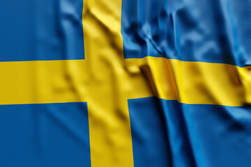 3D illustration of Sweden national developing flag. Country symbol.