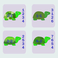 worksheet vector design, task to calculate the answer and connect to the correct number. Logic game for children.