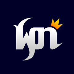 Fototapeta na wymiar won lettering logo with crown concept
