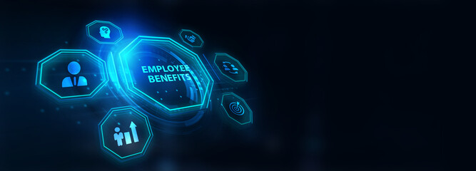 Business, Technology, Internet and network concept. Shows the inscription: EMPLOYEE BENEFITS.  3d illustration
